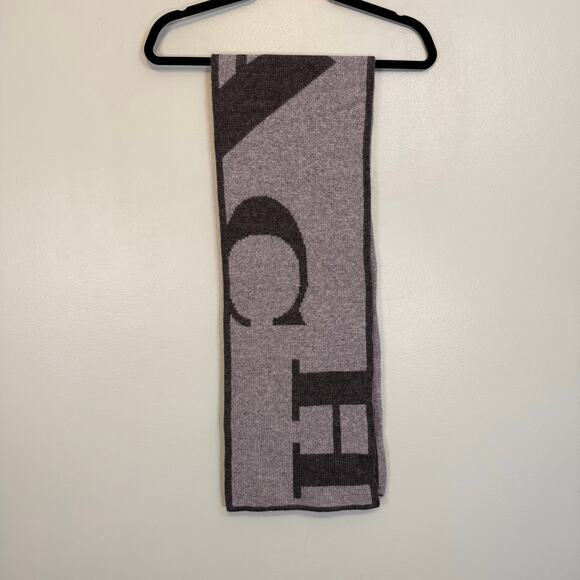 Coach Reversible Logo Signature Scarf 10X60" Gray Wool Cashmere Angora Rectangle - Picture 4 of 6